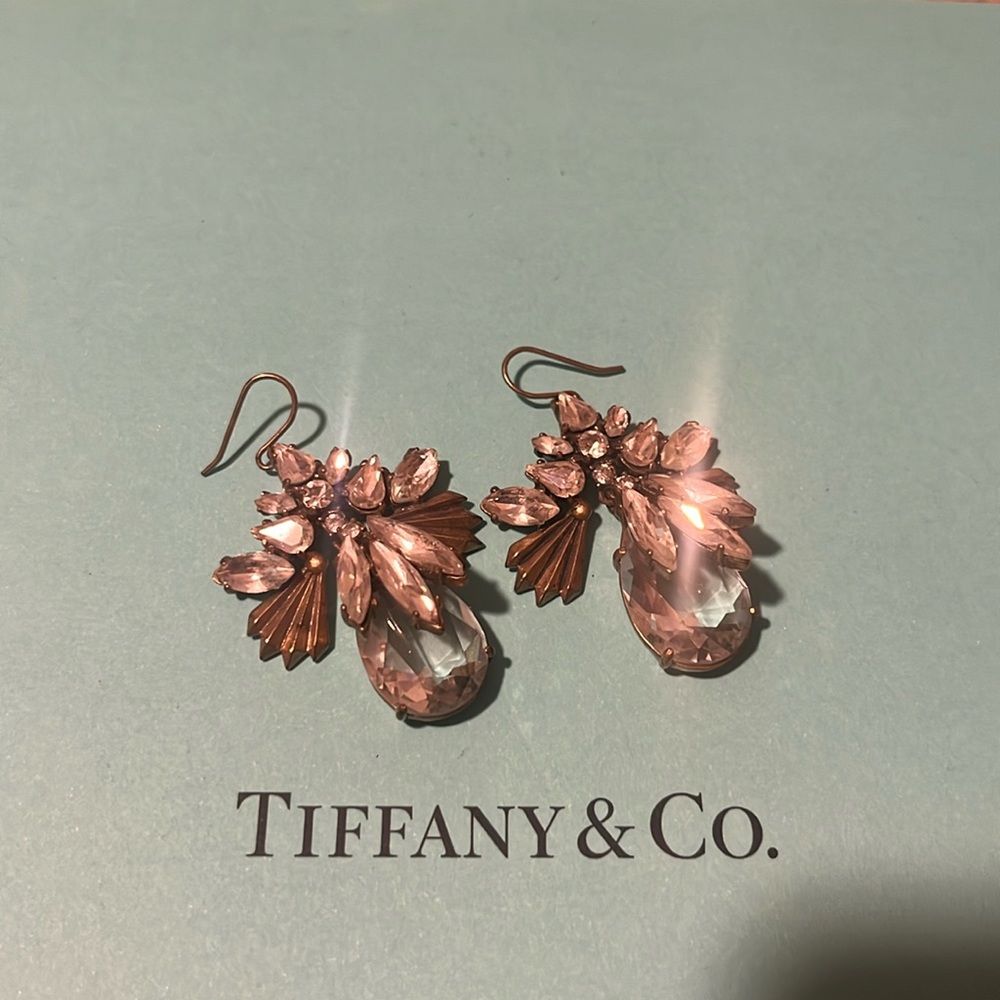 J Crew crystal/ distressed gold drop earrings